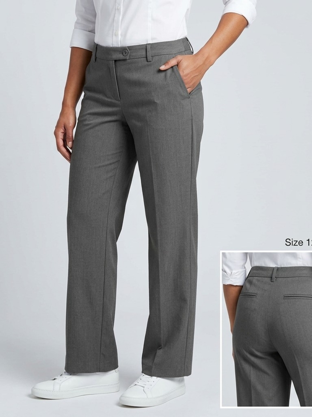 New York & Company Gray Straight-Leg Dress Trousers